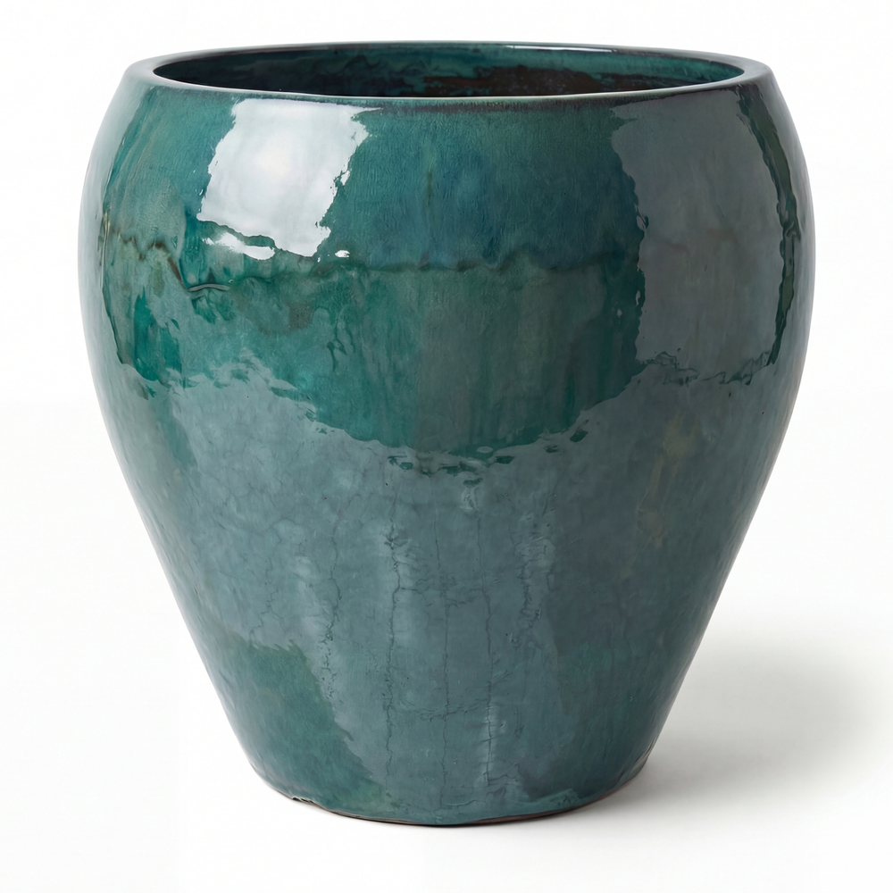 Duża doniczka ceramiczna LAFONTAINE 2 - Nefrytowa zieleń - XL (52x52 cm)