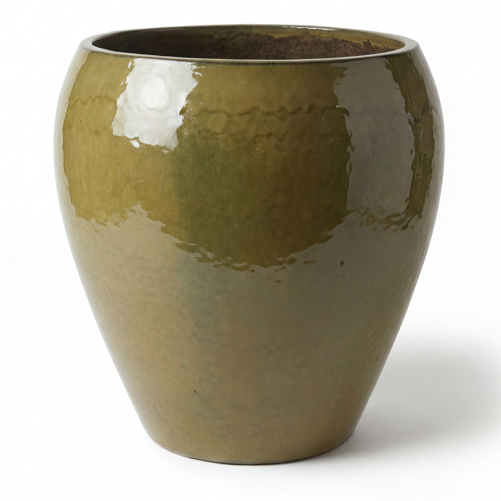 Duża doniczka ceramiczna LAFONTAINE 2 - Oliwkowo-zielona - XXL (68x68 cm)