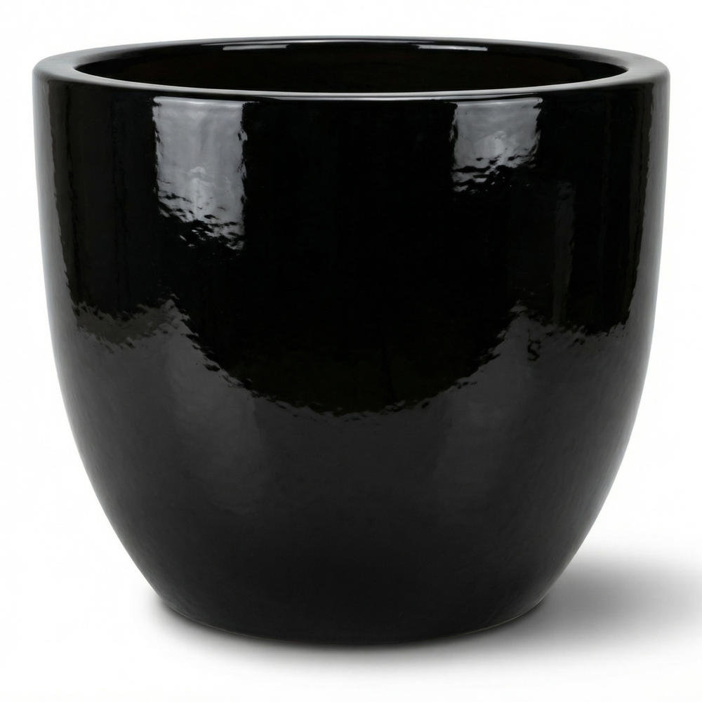 Doniczka ceramiczna LANCELOT - Czarna - M (36 cm x 34 cm)