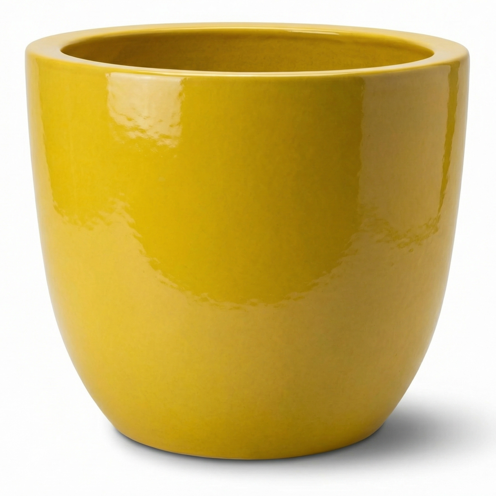 Doniczka ceramiczna LANCELOT - Żółta - M (36 x 34 cm)