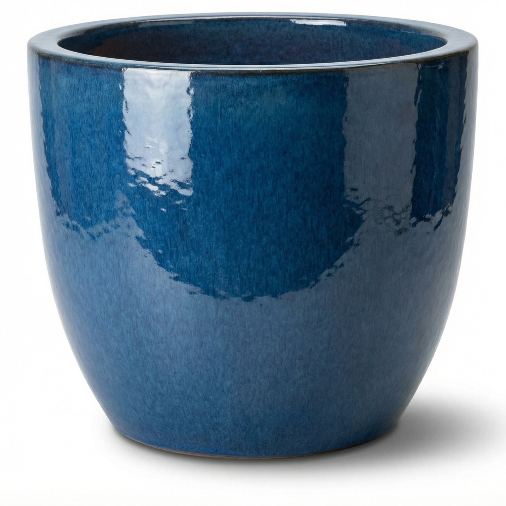Doniczka ceramiczna LANCELOT - Lazurowo-niebieska - XS (21 x 19 cm)