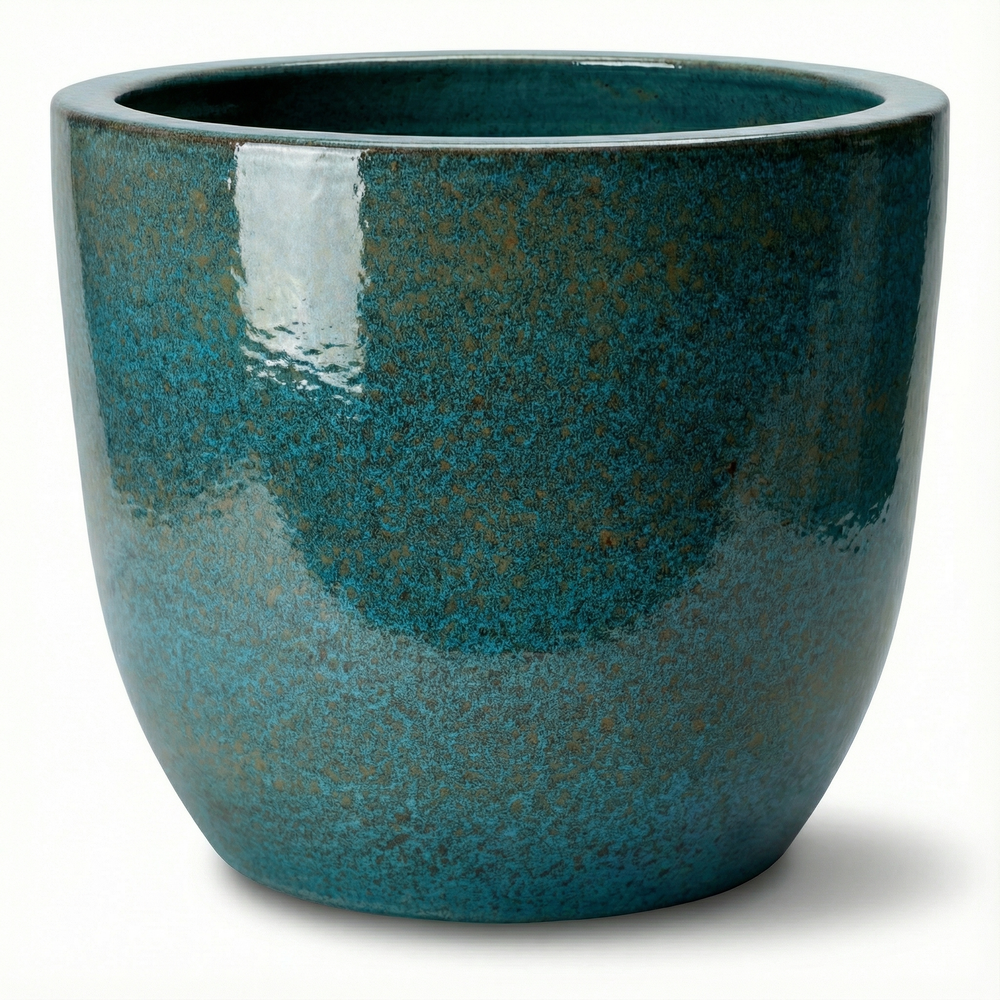 Doniczka ceramiczna LANCELOT - Stalowo-niebieska - M (36 cm x 34 cm)