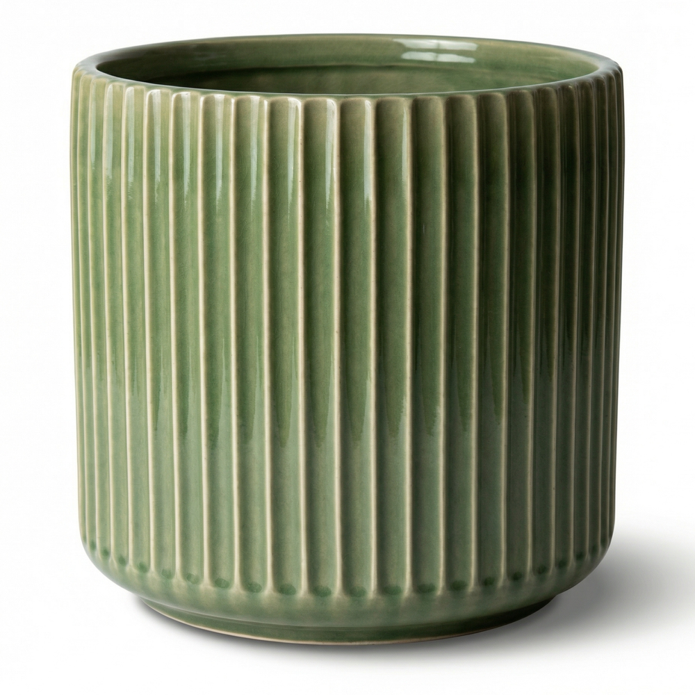 Doniczka ceramiczna London - Zielona - L (42 x 39 cm)