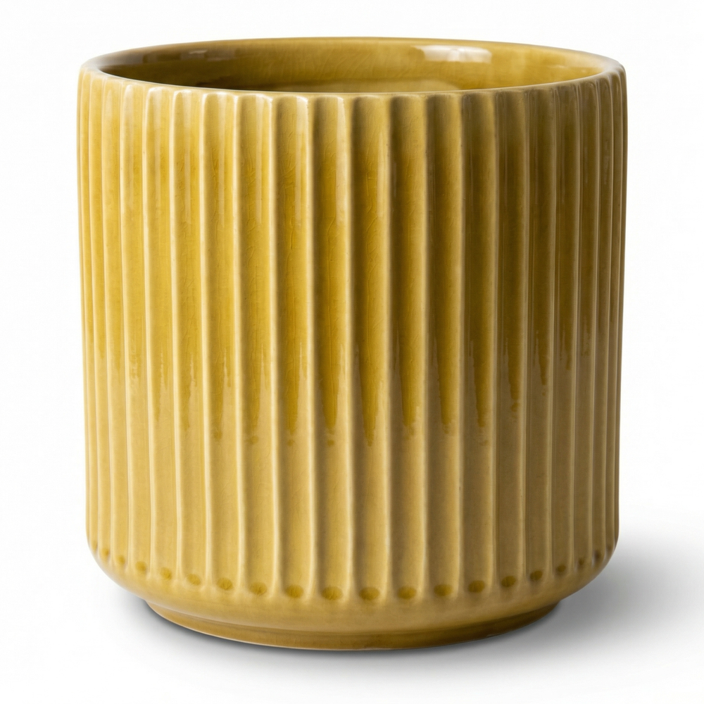 Doniczka ceramiczna London - Żółta - S (29 x 30 cm)
