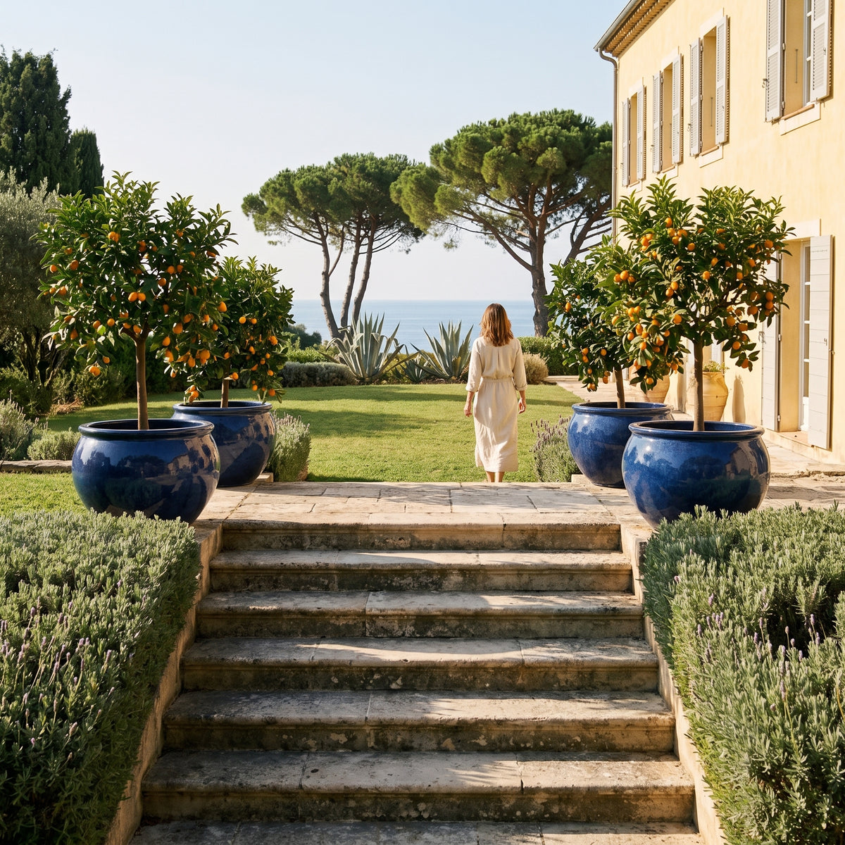 Doniczka ceramiczna Lutece - Ciemnoniebieska - XXL (86 cm x 64 cm)
