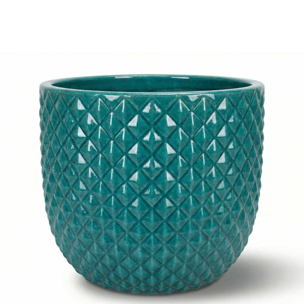 Ceramiczna doniczka Mars Turquoise - Ręcznie wykonana, szkliwiona doniczka z terakoty - M (30 x 30 cm)