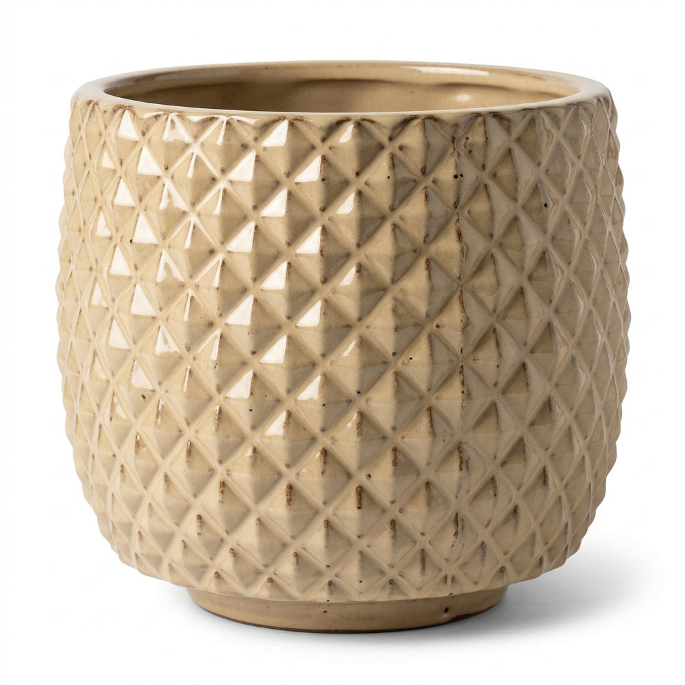 Ceramiczna doniczka Mars Brushed Bronze - Ręcznie wykonana, szkliwiona doniczka z terakoty - M (30 x 30 cm)