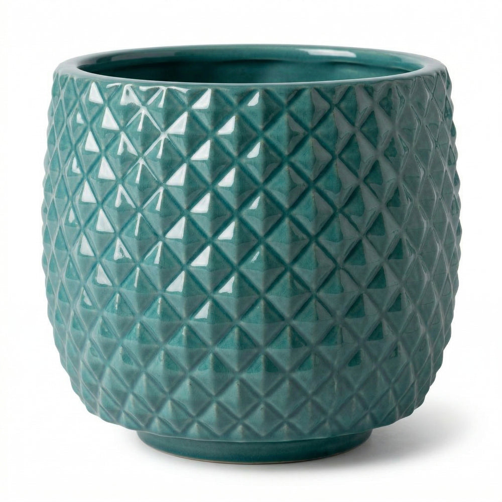 Ceramiczna doniczka Mars Turquoise - Ręcznie wykonana, szkliwiona doniczka z terakoty - L (45 x 45 cm)