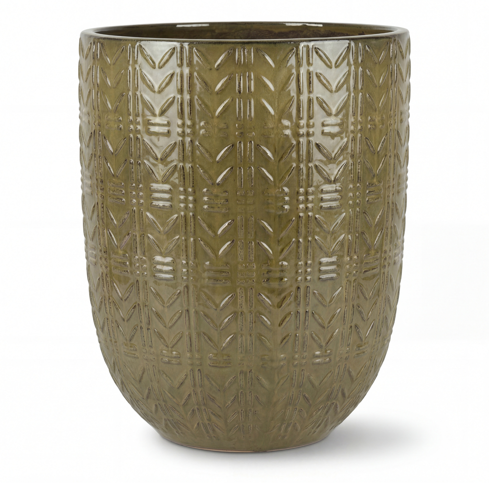 Doniczka ceramiczna Mercure - Oliwkowo-zielona - XL (39 x 51 cm)