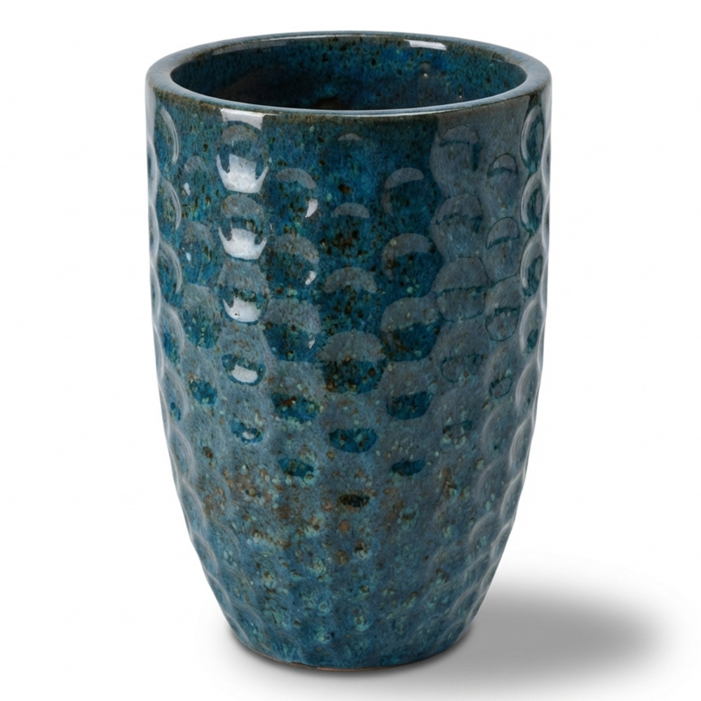 Doniczka ceramiczna MEROVEE - Stalowo-niebieska - M (23 cm x 35 cm)