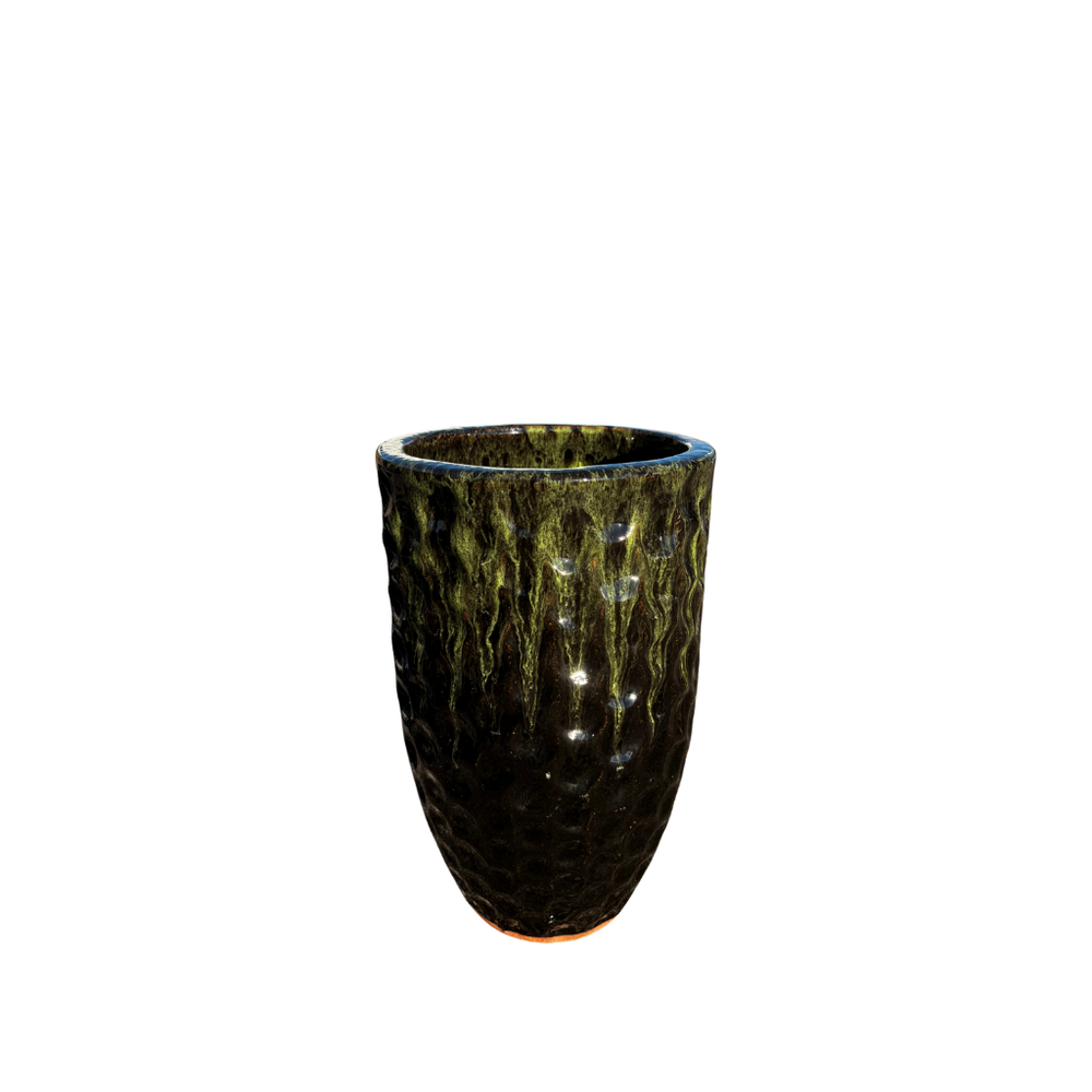 Doniczka ceramiczna MEROVEE - Czarno-zielona - M (23 x 35 cm)
