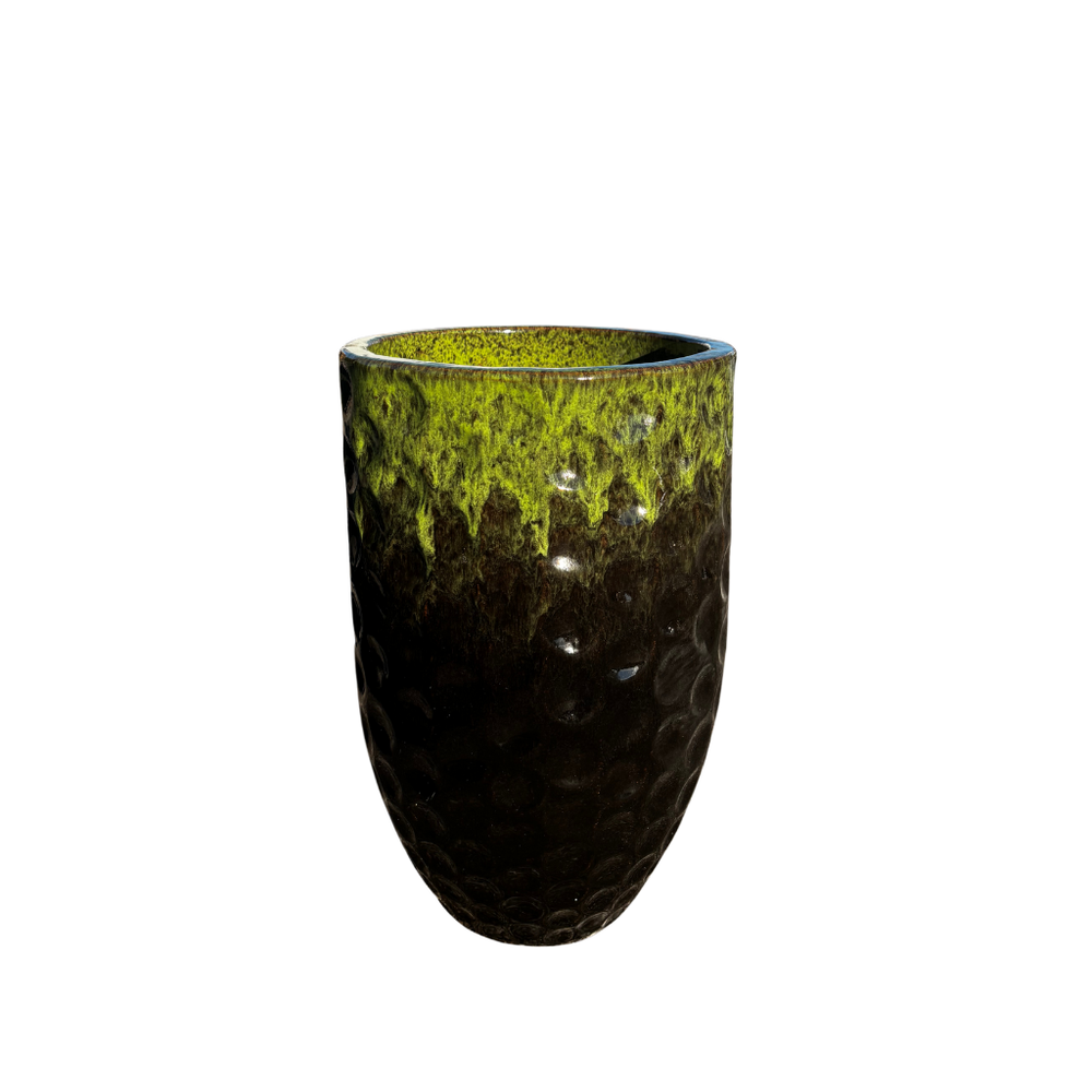 Doniczka ceramiczna MEROVEE - Czarno-zielona - L (30 x 45 cm)