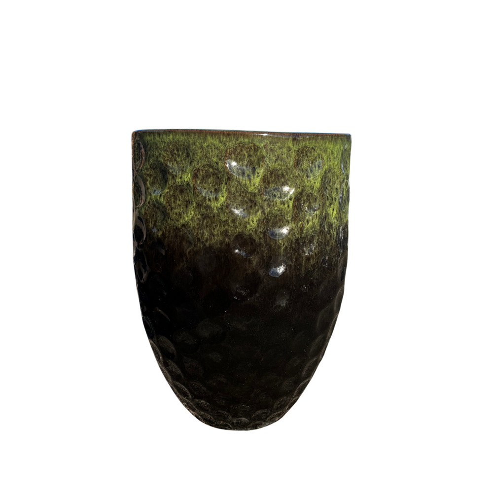 Doniczka ceramiczna MEROVEE - Czarno-zielona - XL (42 x 55 cm)