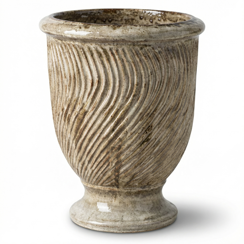 Doniczka ceramiczna Morgane - Biała tygrysowa - XL (55 x 69 cm)