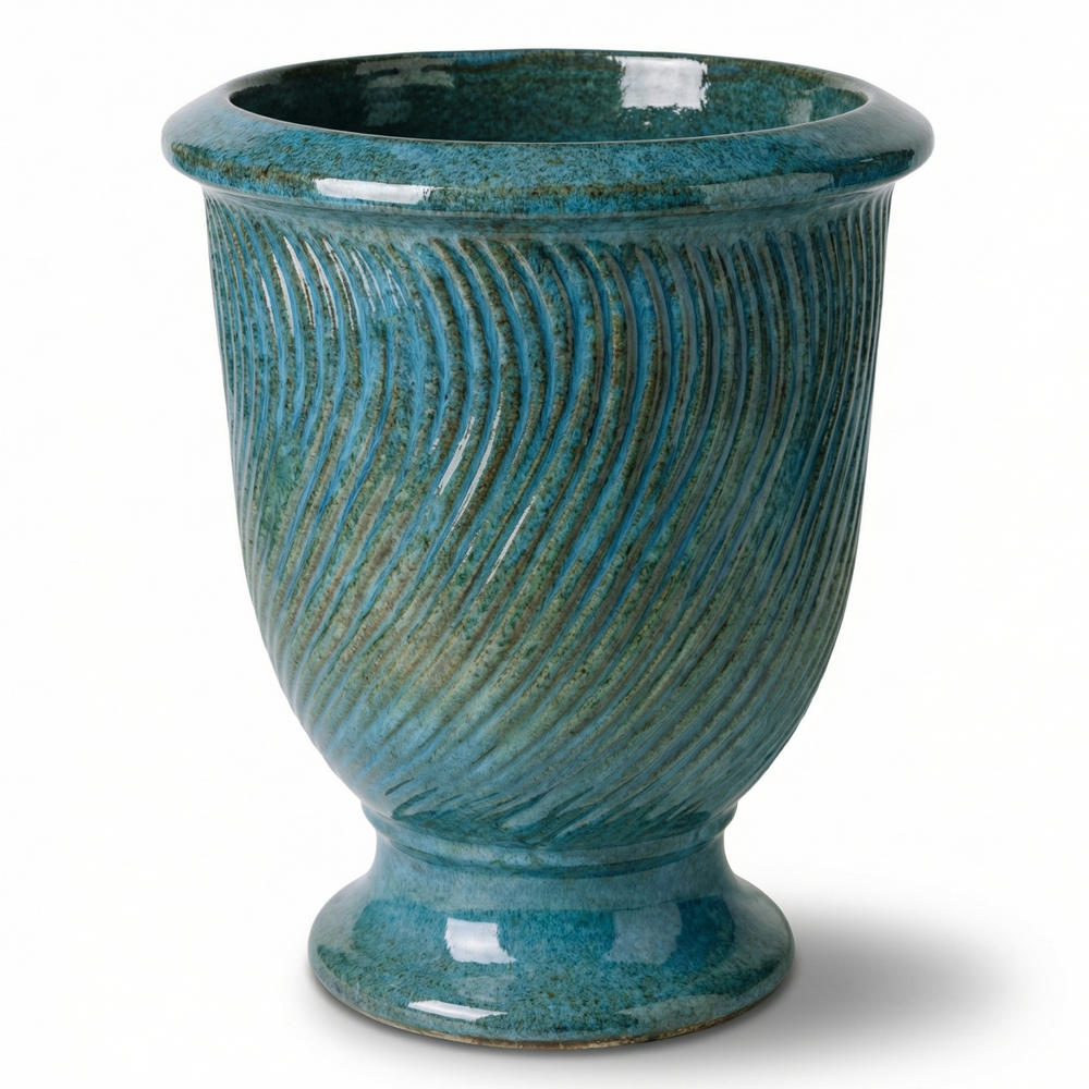 Doniczka ceramiczna Morgane - Stalowo-niebieska - XL (55 x 69 cm)