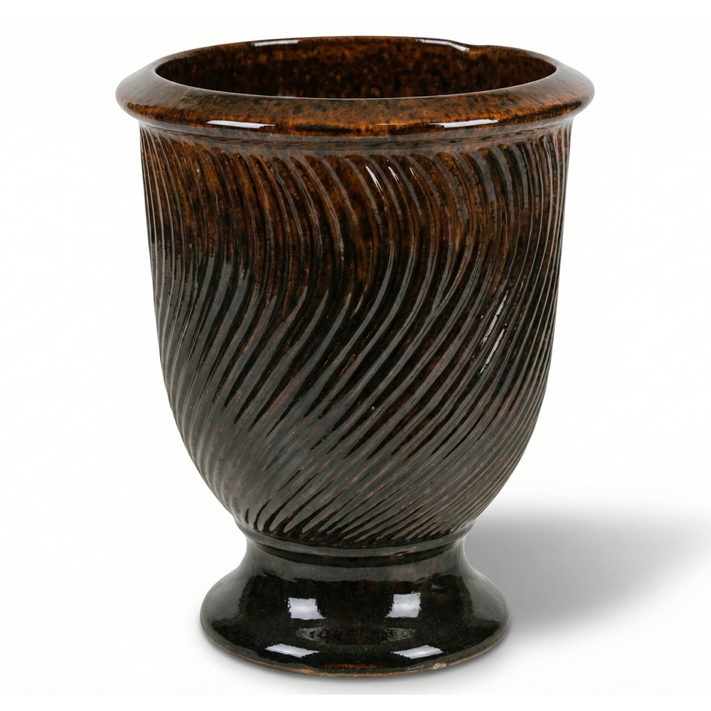 Doniczka ceramiczna Morgane - Pomarańczowo-czarna - XL (55 x 69 cm)