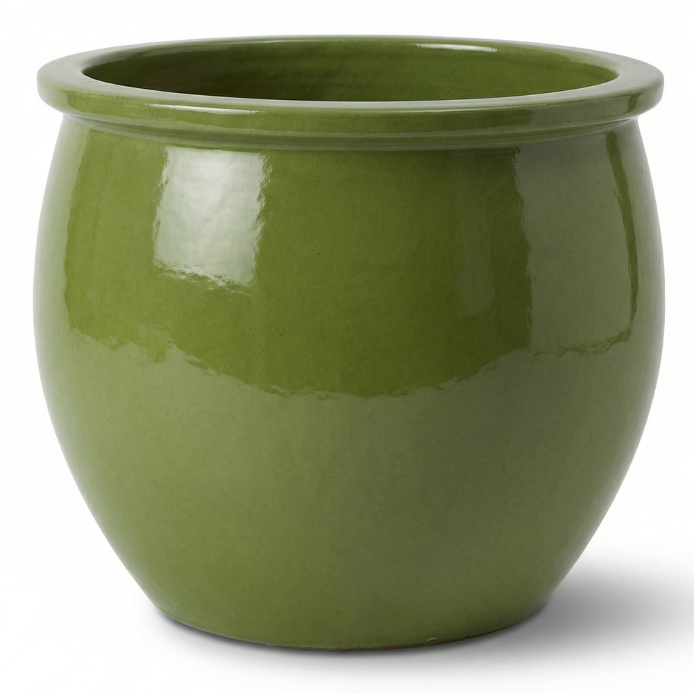 Doniczka ceramiczna Newton - Oliwkowo-zielona - L (44 cm x 35 cm)