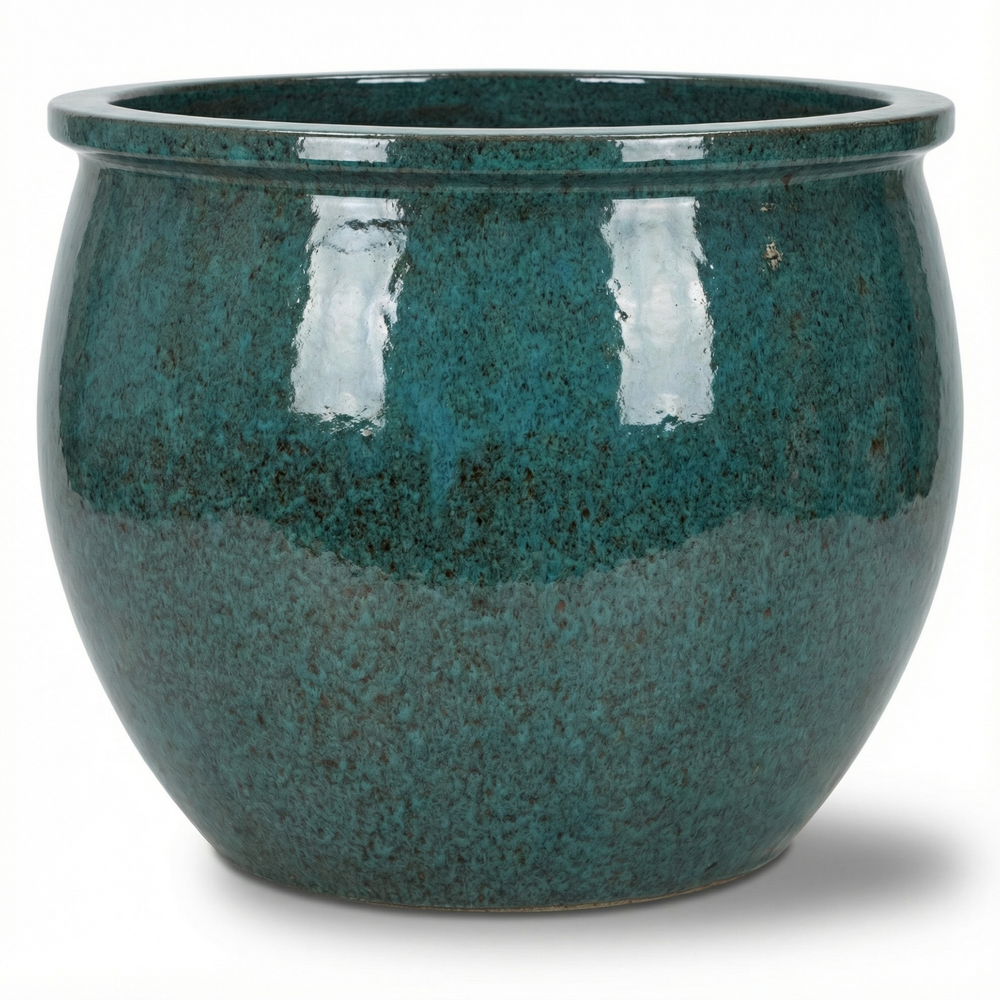Doniczka ceramiczna Newton - Stalowo-niebieska - L (44 cm x 35 cm)