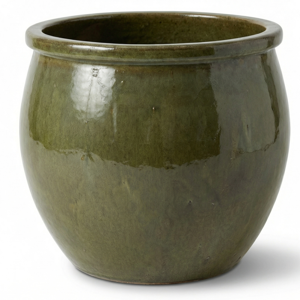 Doniczka ceramiczna Newton - Tropikalna zieleń - S (21 cm x 23 cm)
