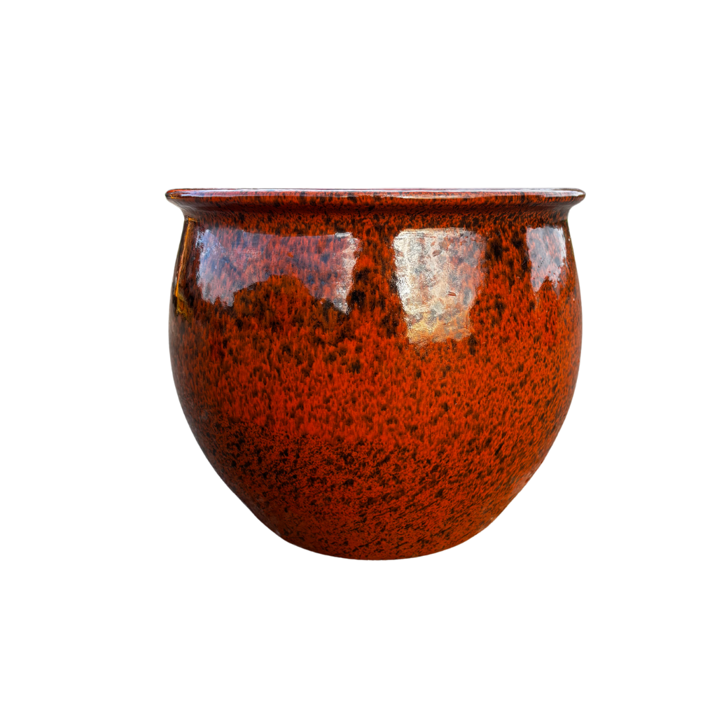 Doniczka ceramiczna Newton – Tropikalna pomarańcza, L (44 cm x 35 cm)