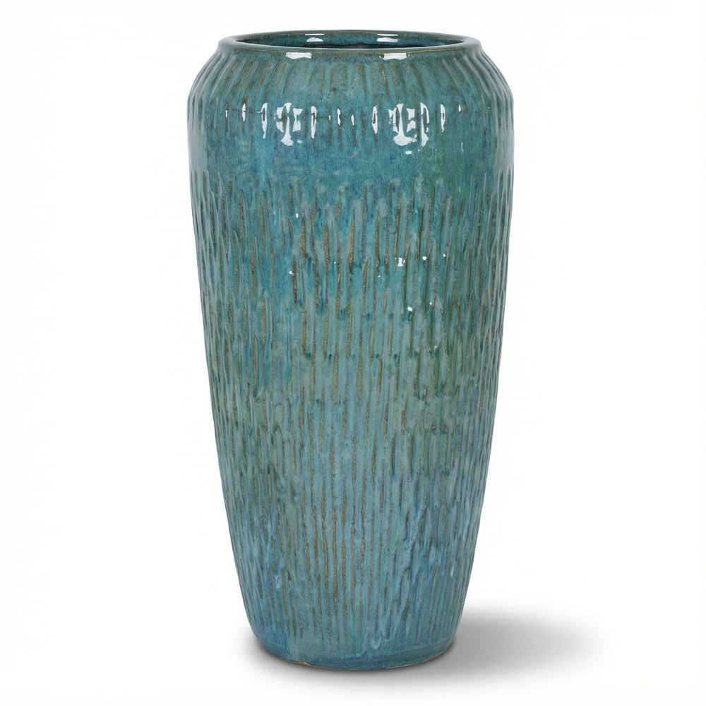 Doniczka ceramiczna Pompadour - Stalowo-niebieska - L (30 x 57 cm)