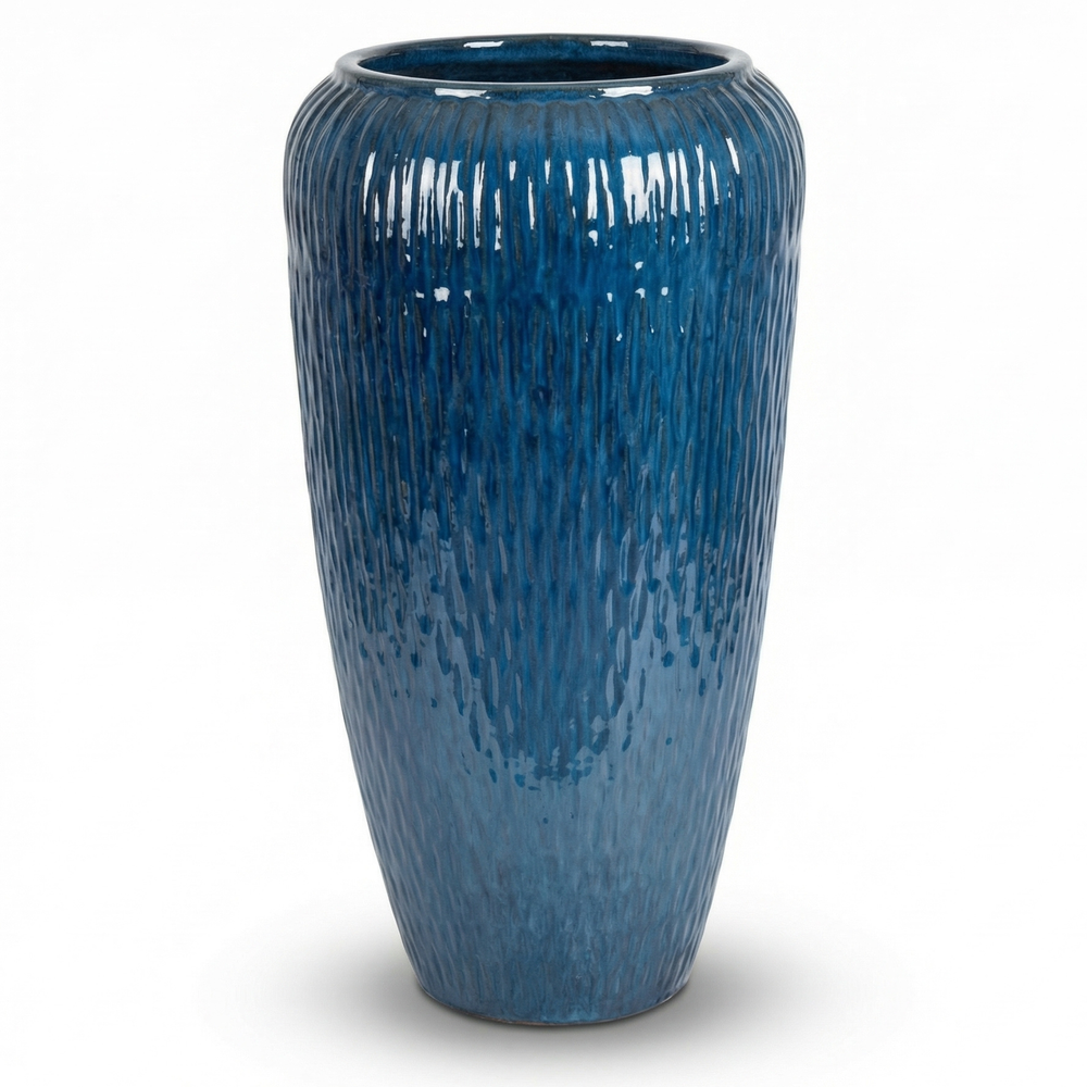 Doniczka ceramiczna Pompadour - Lazurowo-niebieska - L (30 x 57 cm)