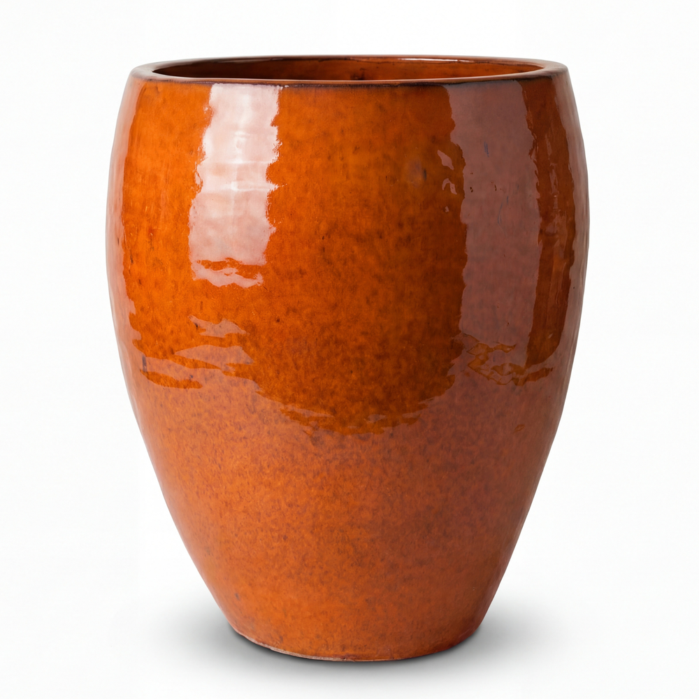 Doniczka ceramiczna Posejdon - Tropikalna pomarańcza - S: 28 x 31 cm