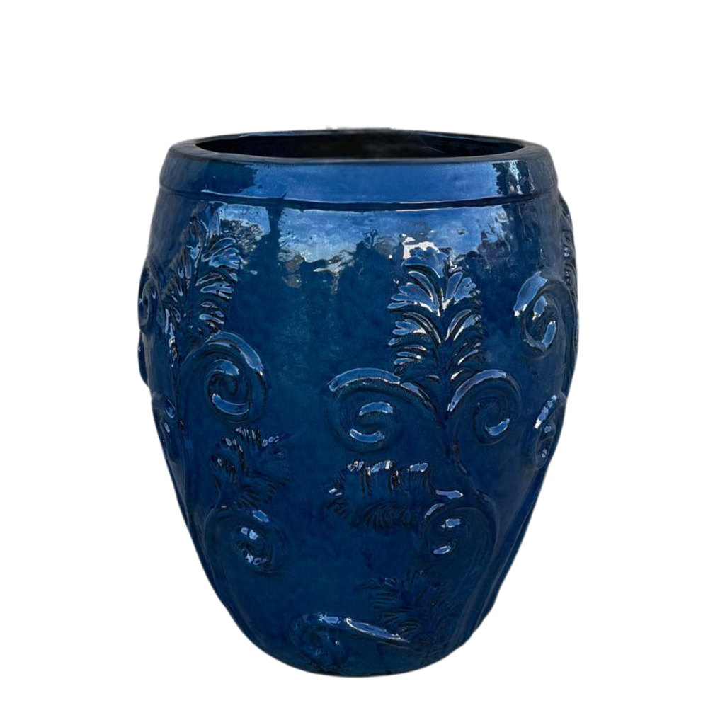 Ceramiczna doniczka Gaia - Lazurowo-niebieska - XXL (80 cm x 85 cm)