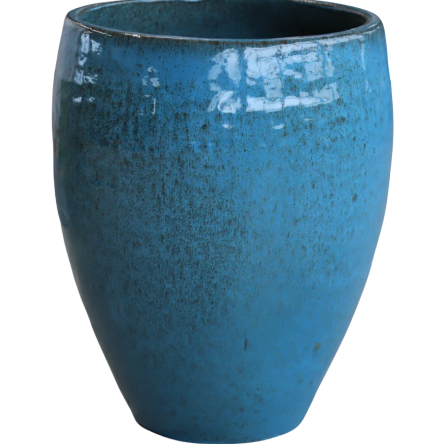 Doniczka ceramiczna Poseidon - Stalowo-niebieska - L: 36 x 43 cm