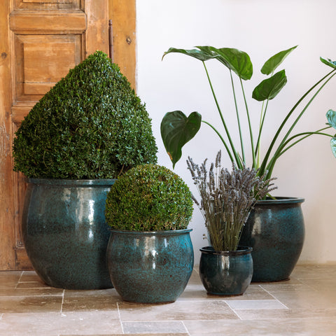 Ceramiczna doniczka Newton - stalowoniebieska