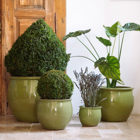 Doniczka ceramiczna Newton - Oliwkowo-zielona