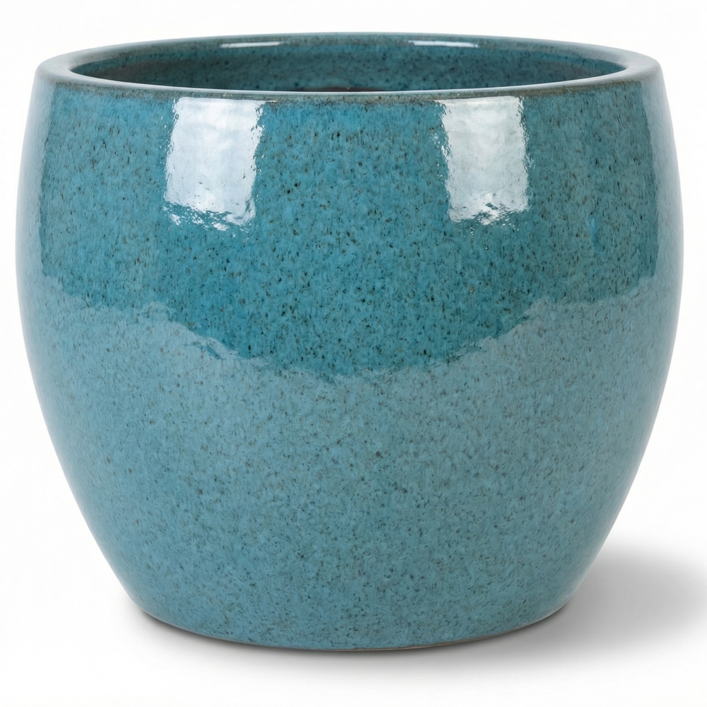 Doniczka ceramiczna Romulus - Stalowo-niebieska - M (31 x 23 cm)