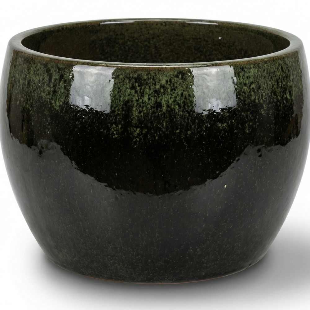 Doniczka ceramiczna Romulus - Zielono-czarna - S (21 x 15 cm)