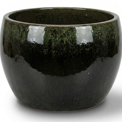 Doniczka ceramiczna Romulus - Zielono-czarna