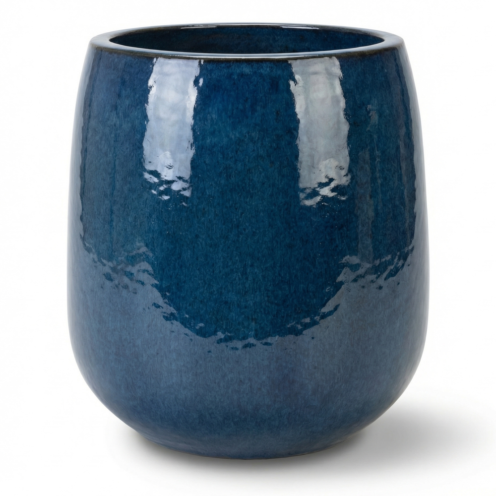 Doniczka ceramiczna SOCRATE - Lazurowo-niebieska - M (32 cm x 33 cm)