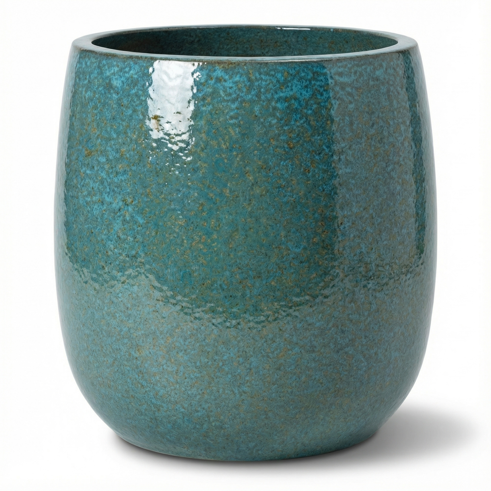 Doniczka ceramiczna SOCRATE - Stalowo-niebieska - M (32 cm x 33 cm)