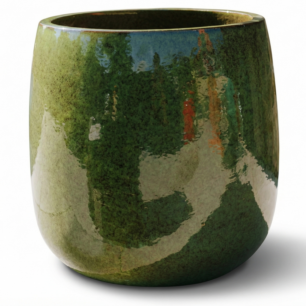 Doniczka ceramiczna SOCRATE - Tropikalna zieleń - M (32 cm x 33 cm)