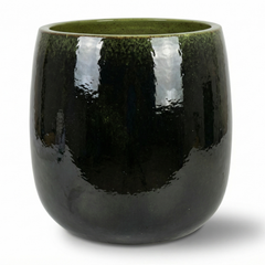 Doniczka ceramiczna SOCRATE - Zielono-czarna