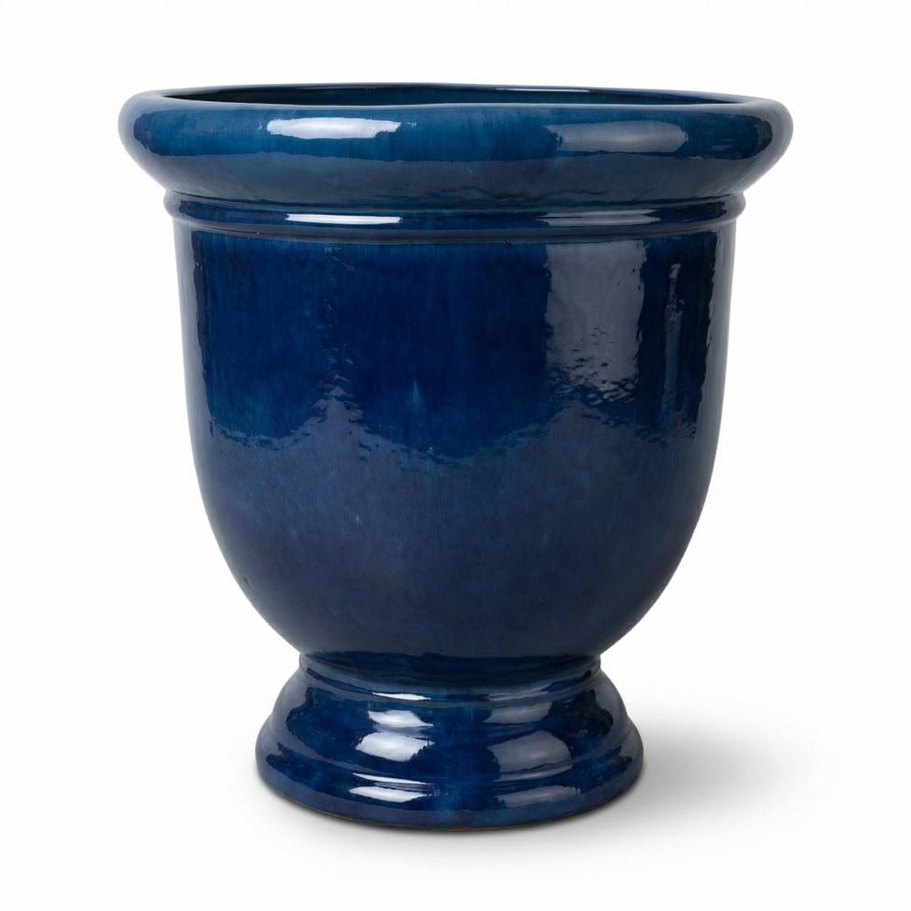 Duża ceramiczna doniczka Titan - Karaibska niebieska - L (53x55cm)