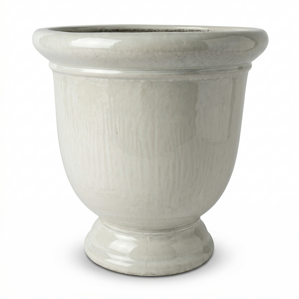 Duża ceramiczna doniczka Titan - Perłowa - L (53x55cm)