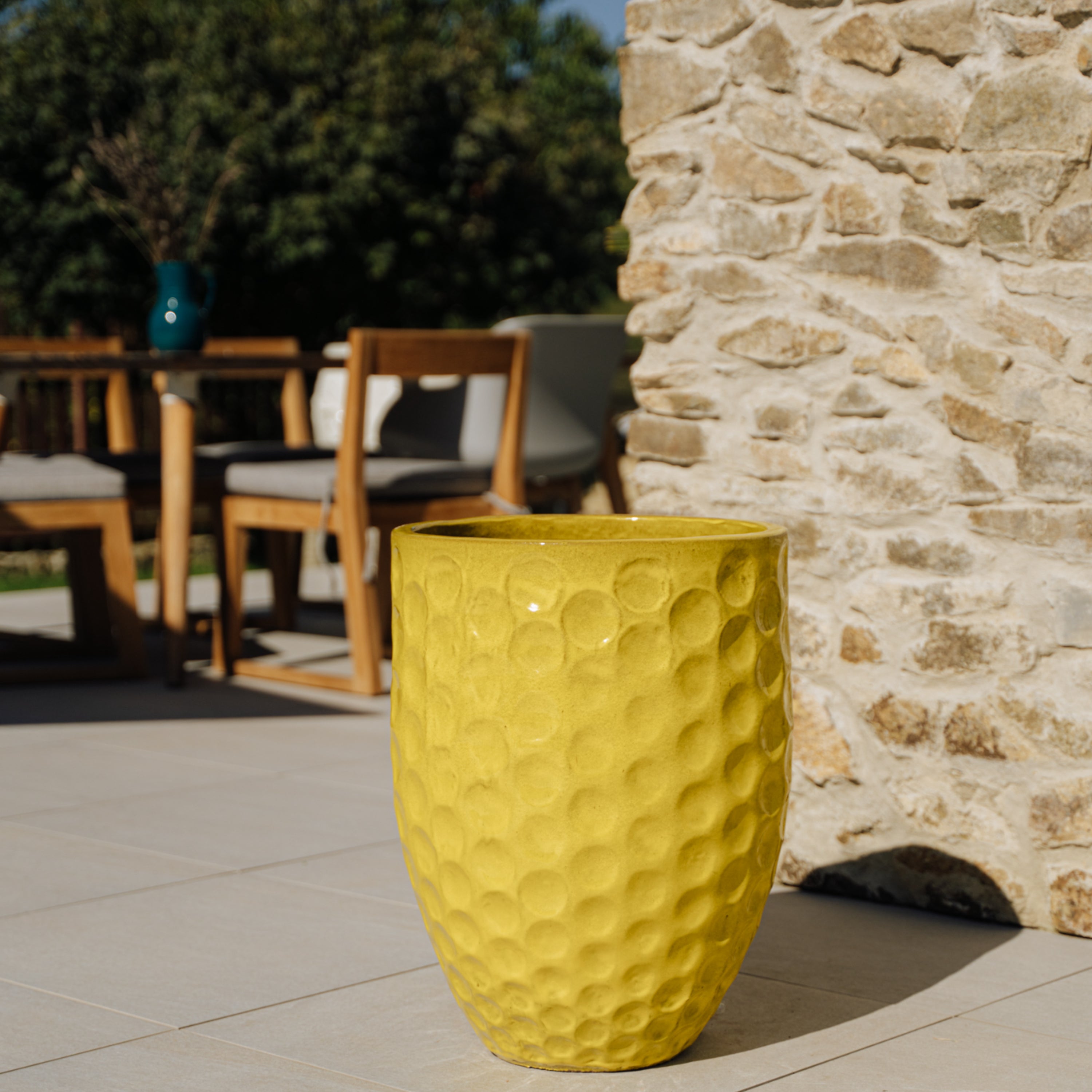 Doniczka ceramiczna MEROVEE - Żółta - XL (42 cm x 55 cm)
