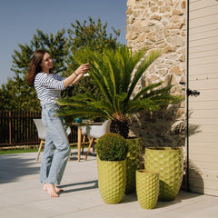 Doniczka ceramiczna MEROVEE - Oliwkowo-zielona