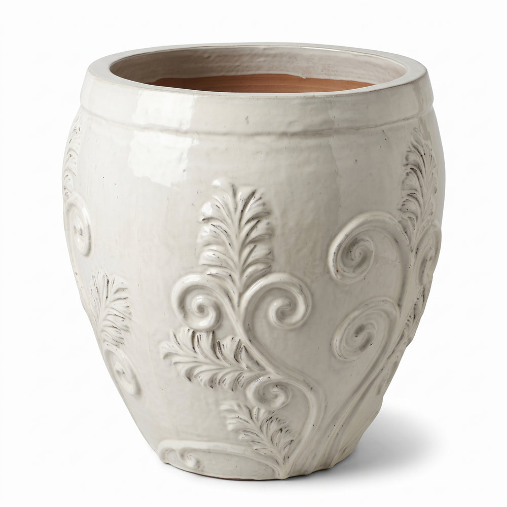 Doniczka ceramiczna Gaia - Kremowa - XL (53 cm x 57 cm)
