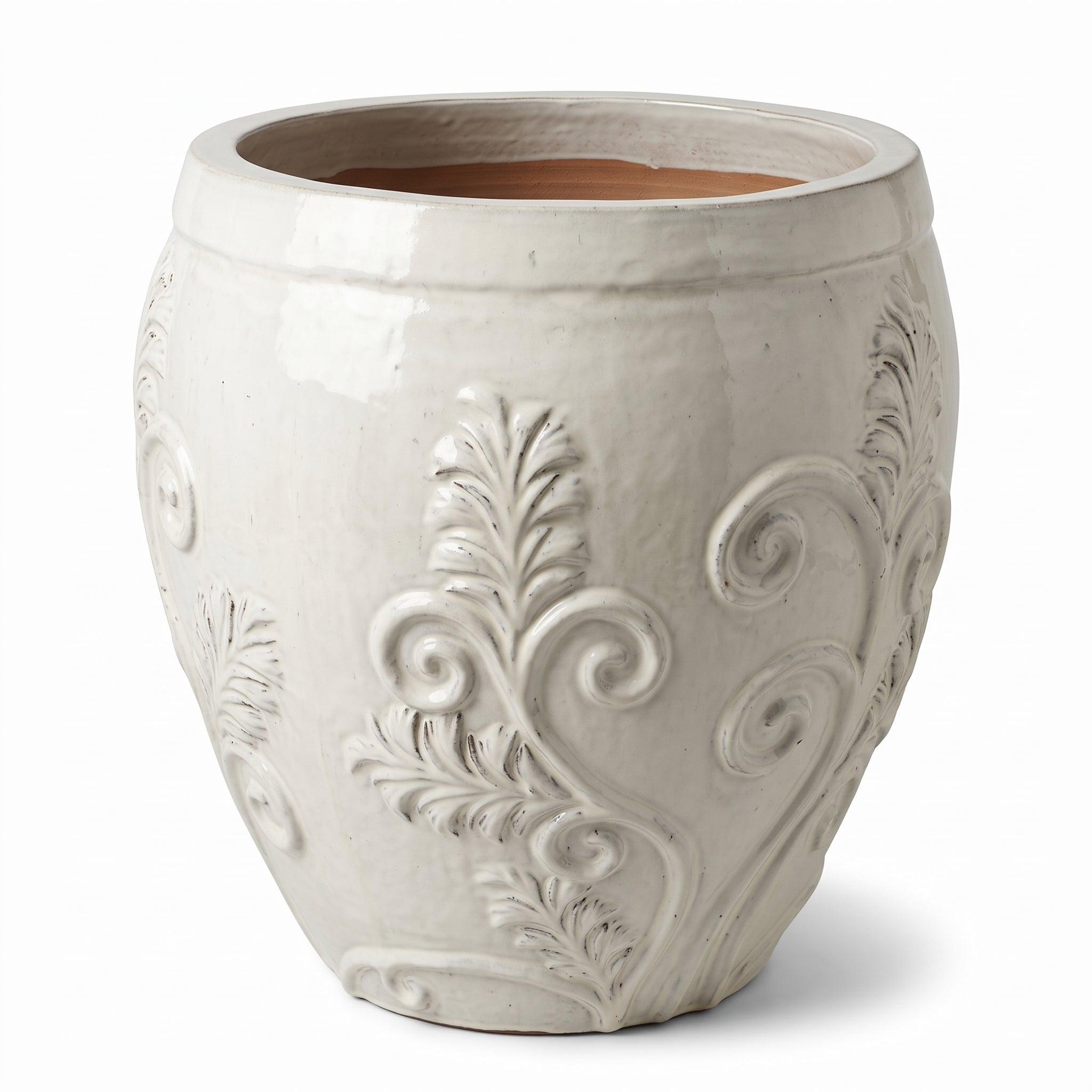 Doniczka ceramiczna Gaia - Kremowa - XL (53 cm x 57 cm)
