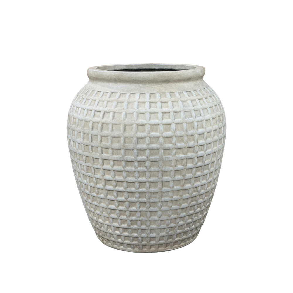 Doniczka betonowa Vortex - Antyczna biel - XL (53 x 58 cm)