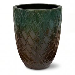 Vzorovaný keramický květináč Zeus 2 - Mlhavě zelený