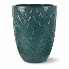Vzorovaný keramický květináč Zeus 2 - Nefritově zelený