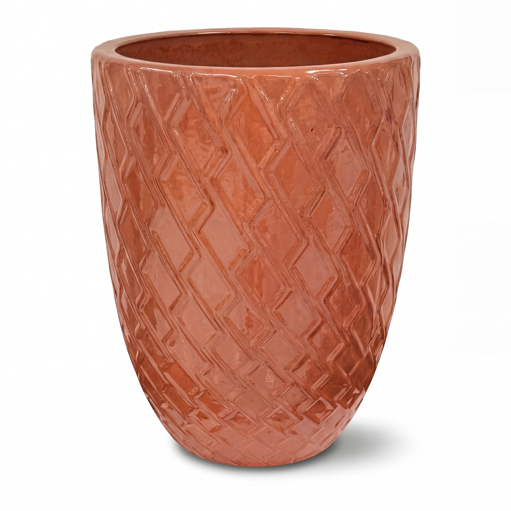 Wzorzysta doniczka ceramiczna Zeus 2 - Staroróżowa - XL (42 x 54 cm)