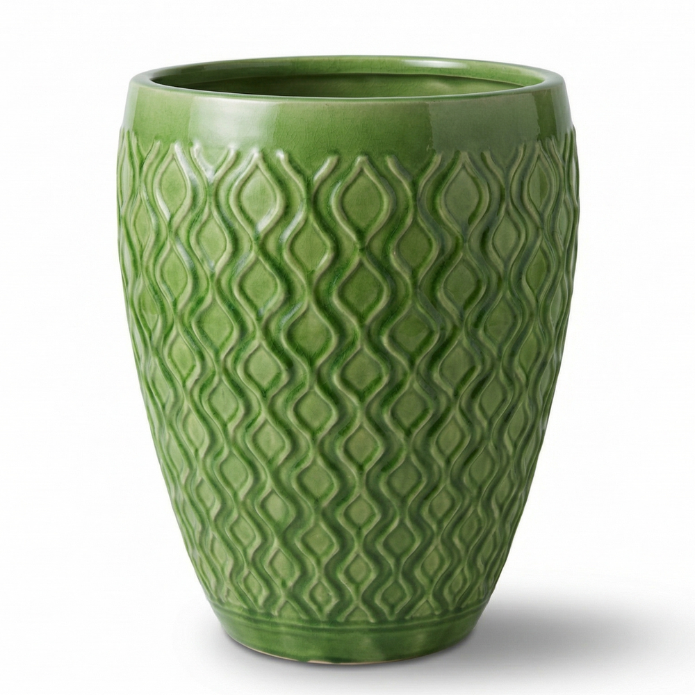 Doniczka ceramiczna Phenix - Jabłkowo-zielona - L (32 x 40 cm)