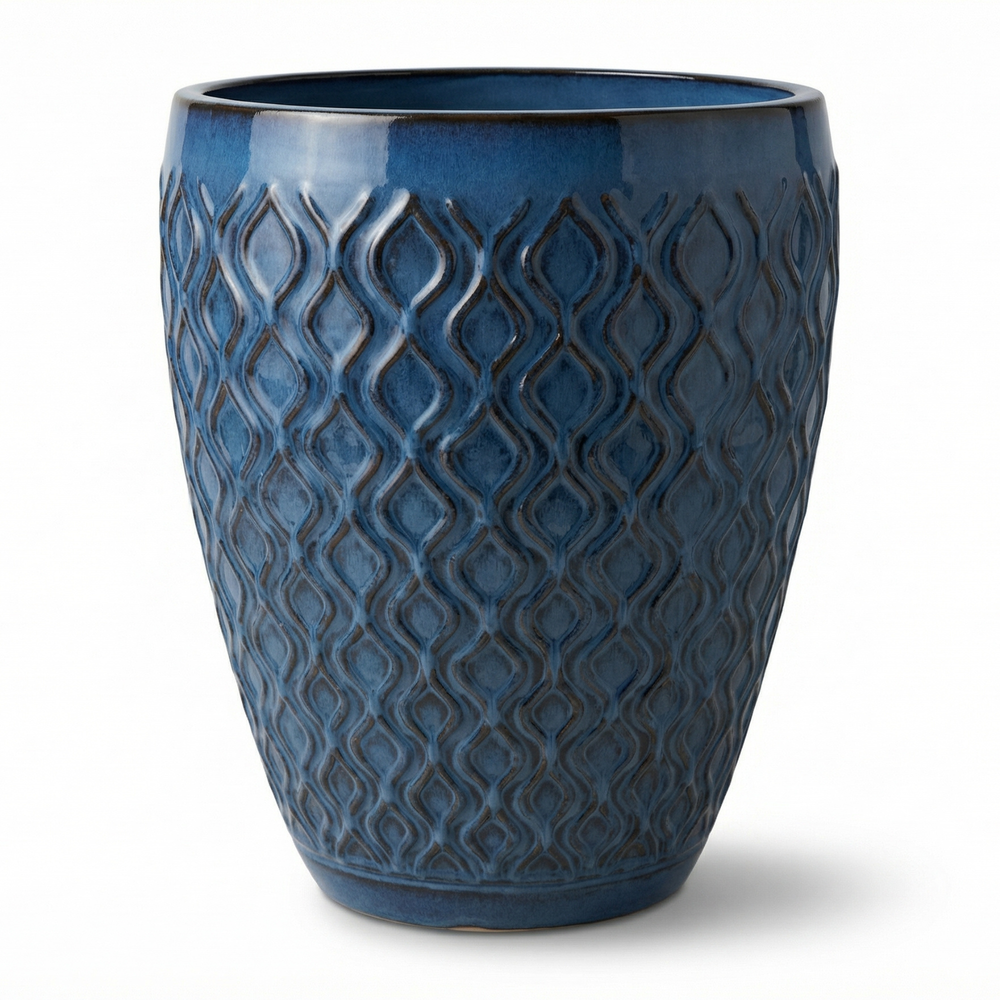 Doniczka ceramiczna Phenix - Antyczny niebieski - XL (41 x 55 cm)